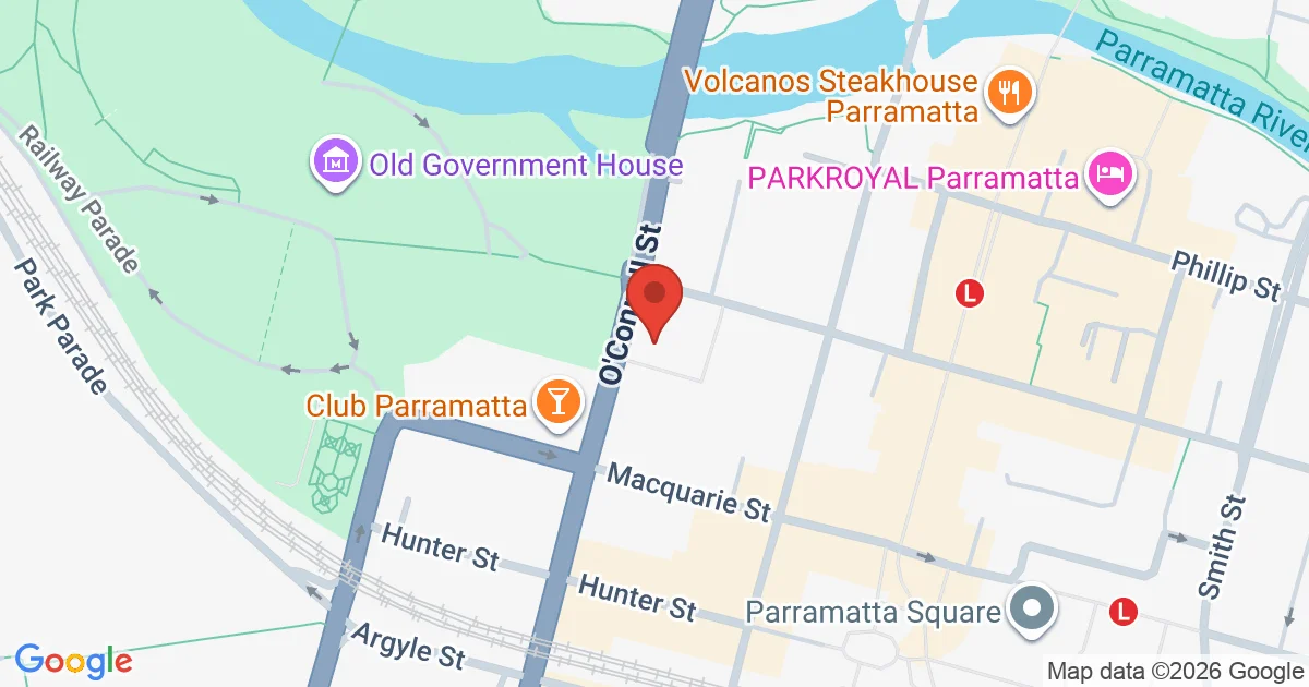 Map of parking location in Parramatta, NSW, AU