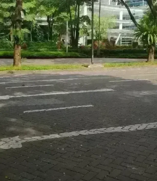 Paved car space with trees nearby in Parramatta, NSW.